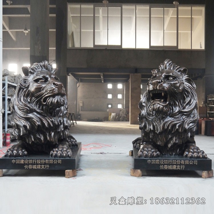 卧姿狮子庭院动物铜雕