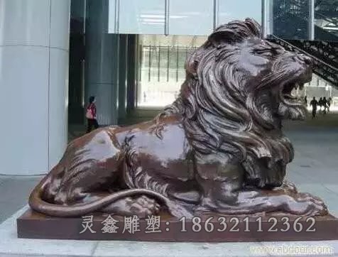 卧姿狮子别墅动物铜雕
