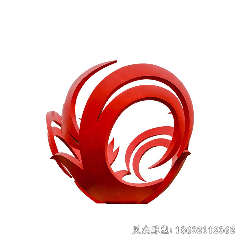 不锈钢红色凤凰景区雕塑