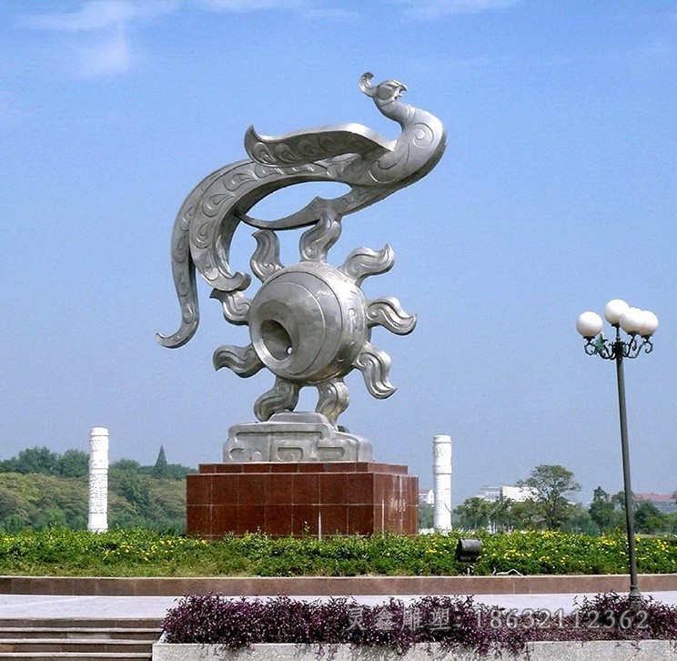 不锈钢神兽凤凰商场雕塑