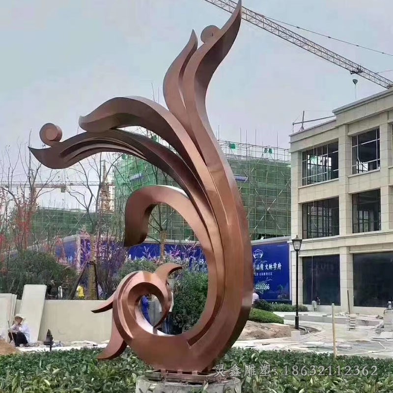 不锈钢神兽凤凰街边雕塑
