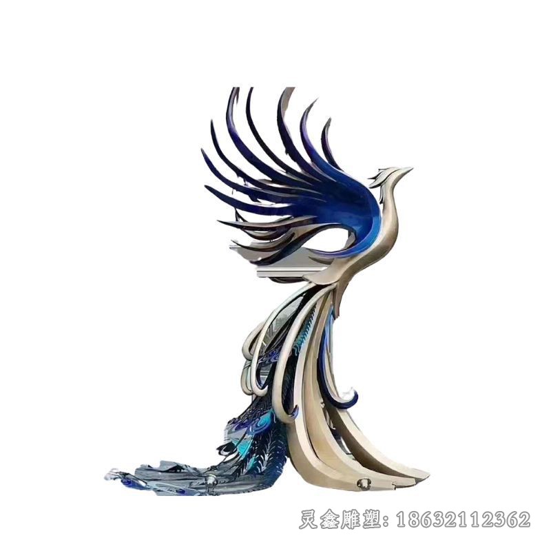 不锈钢神兽凤凰抽象雕塑