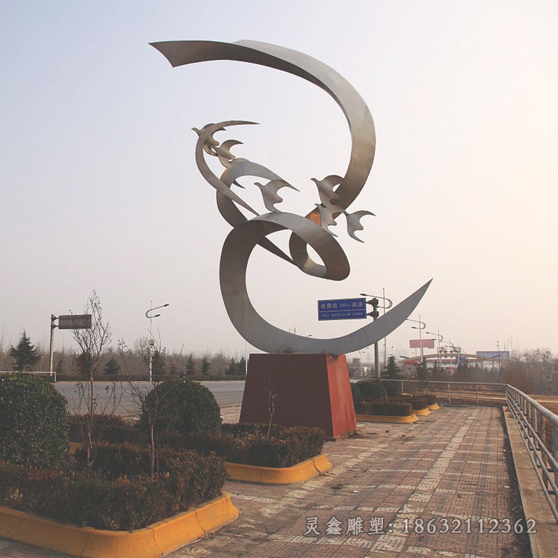 不锈钢镜面标志广场景观雕塑