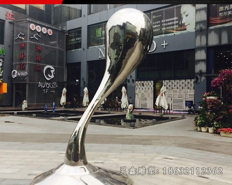 不锈钢镜面标志抽象景观雕塑