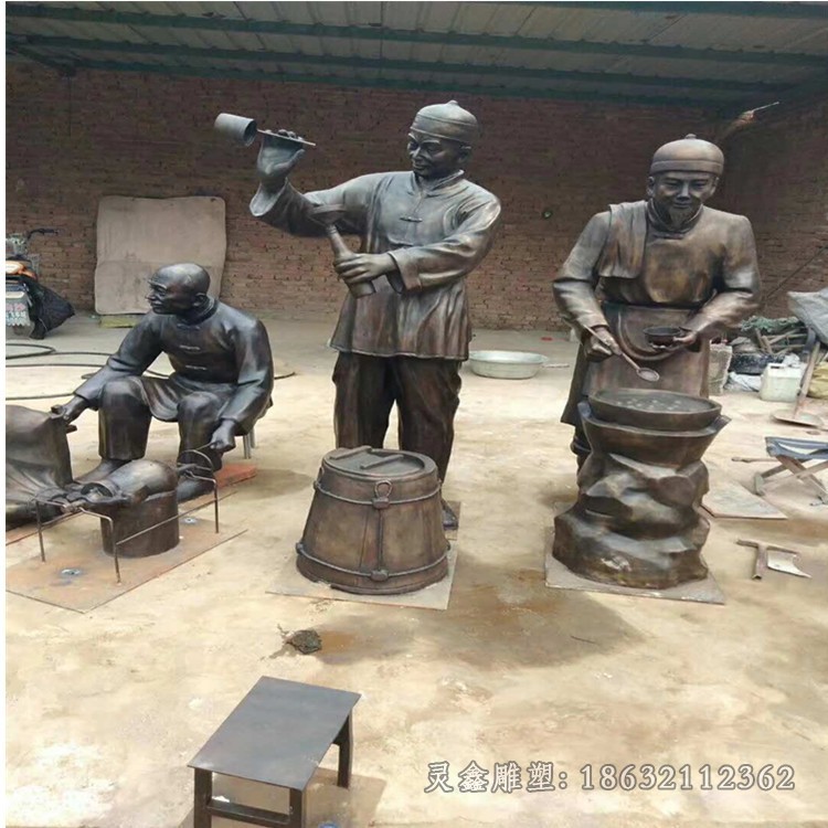 浇水人物景观广场铜雕