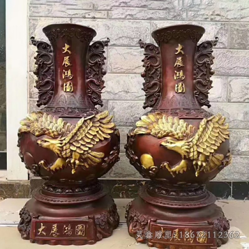 彩绘花瓶景观标志铜雕