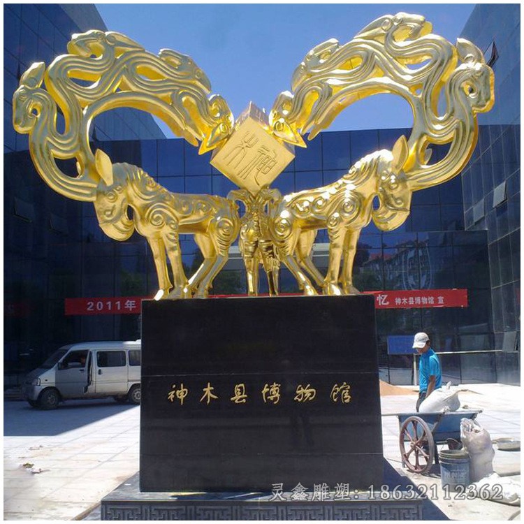 不锈钢金色凤凰公园雕塑