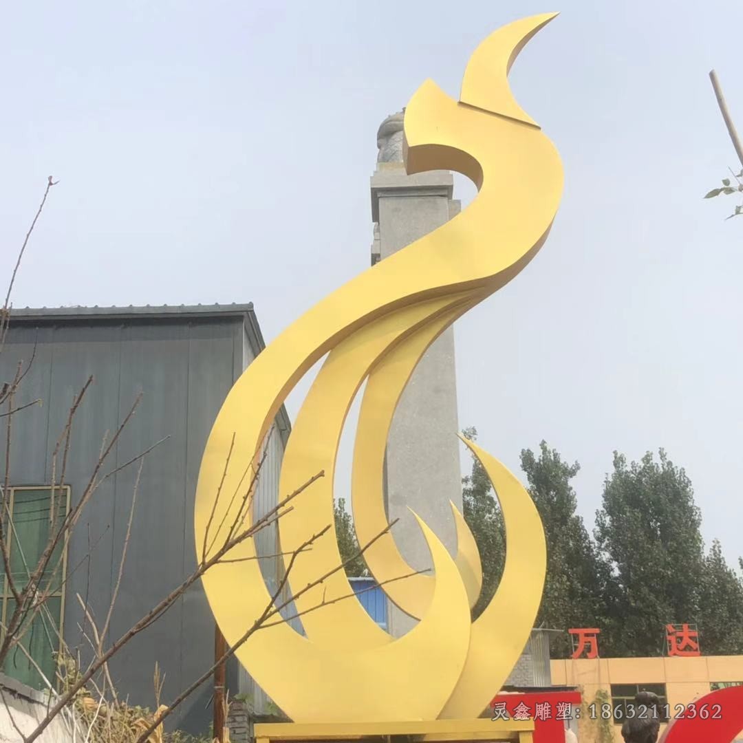 不锈钢金色凤凰公园雕塑