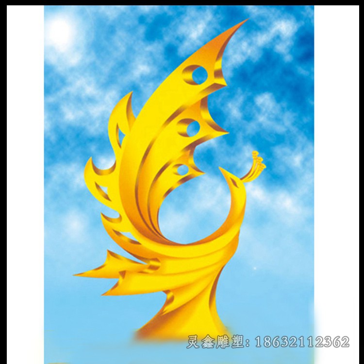 不锈钢金色凤凰别墅雕塑