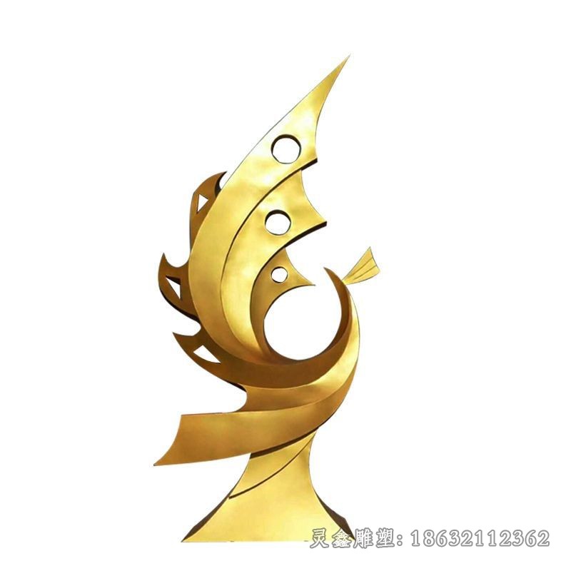 不锈钢金色凤凰景观雕塑