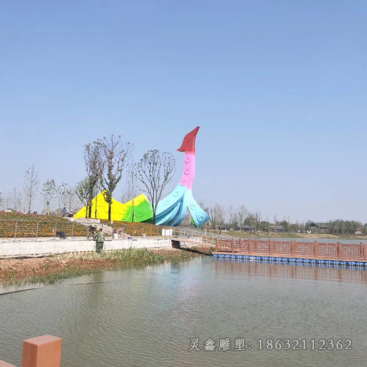 彩绘凤凰城市不锈钢雕塑