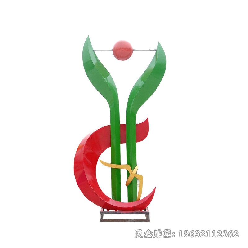 彩绘凤凰户外不锈钢雕塑