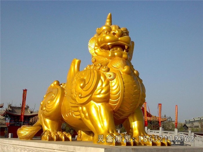 金色谛听神兽景观铜雕