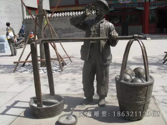 吆喝景观广场小品铜雕
