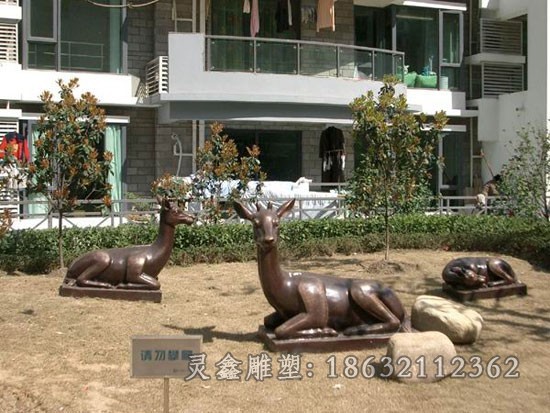 梅花鹿标志景观铜雕