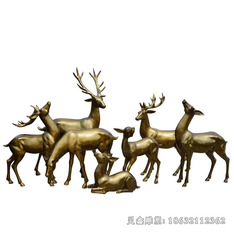 动物梅花鹿景观铜雕