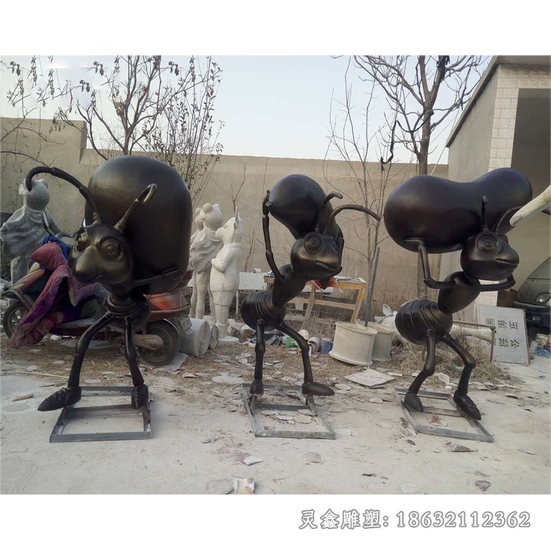 蚂蚁搬家动物标志铜雕