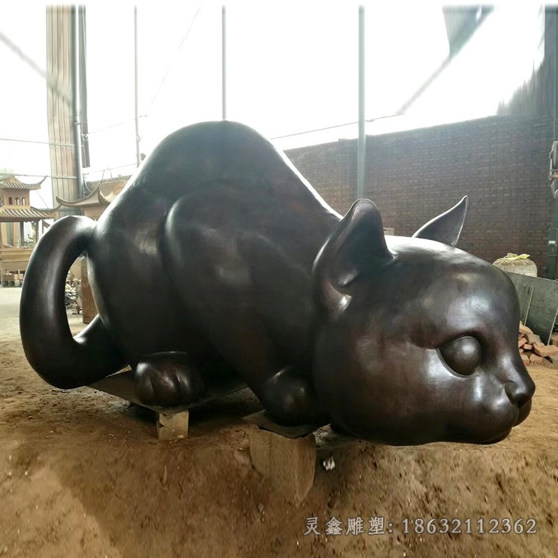 动物猫景观标志铜雕