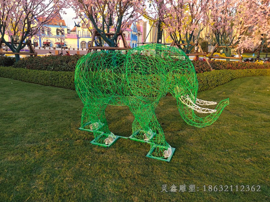 动物大象公园不锈钢雕塑