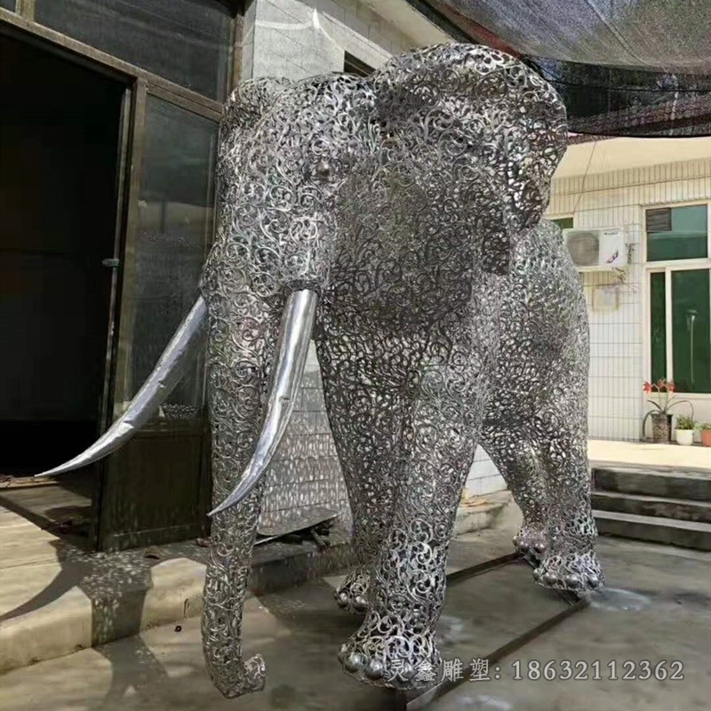 动物大象小区不锈钢雕塑