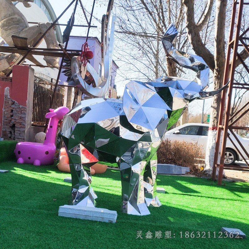动物大象庭院不锈钢雕塑