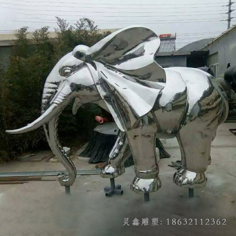 动物大象景区不锈钢雕塑