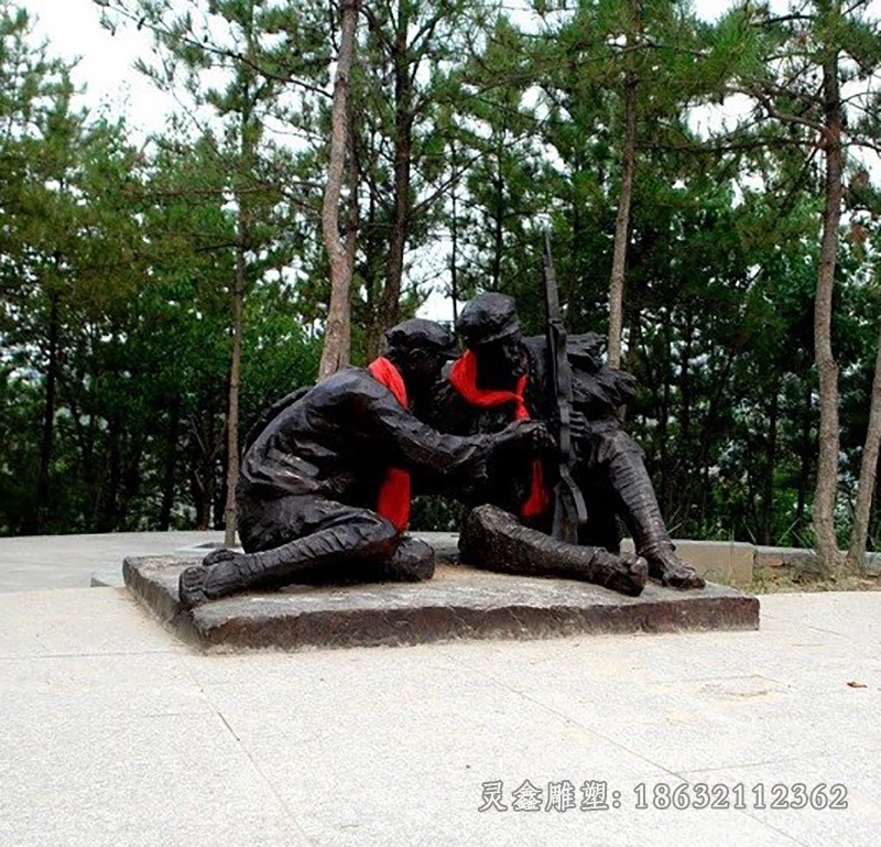 抗战时期人物景观铜雕