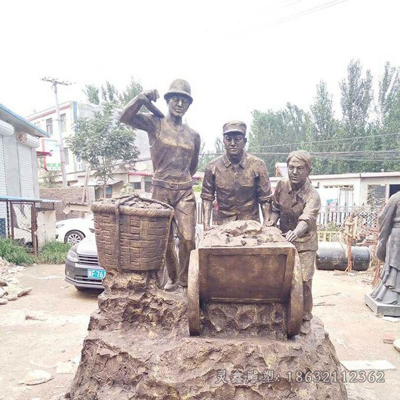 矿工人物标志景观铜雕