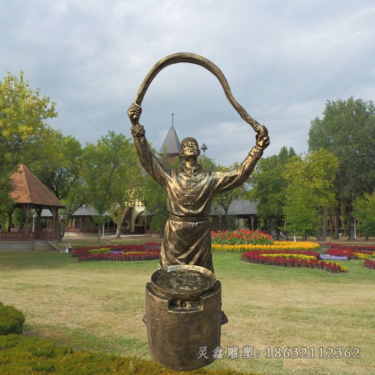 拉面人物广场景观铜雕