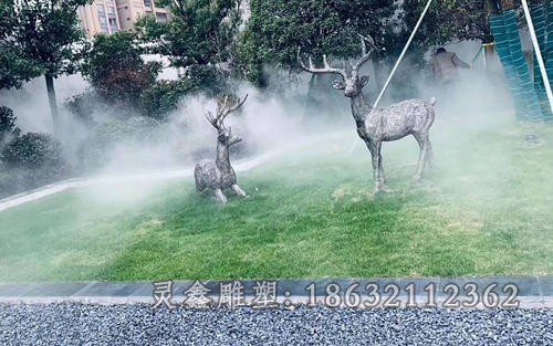 镂空情侣鹿户外不锈钢雕塑