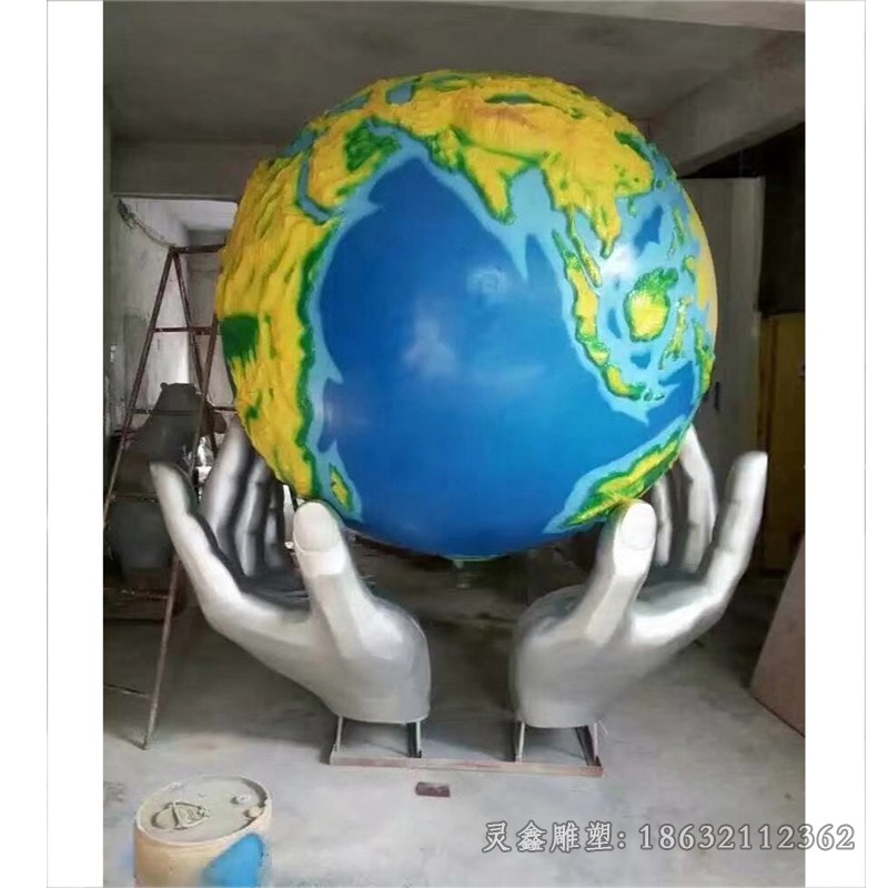 不锈钢彩绘地球仪商场雕塑