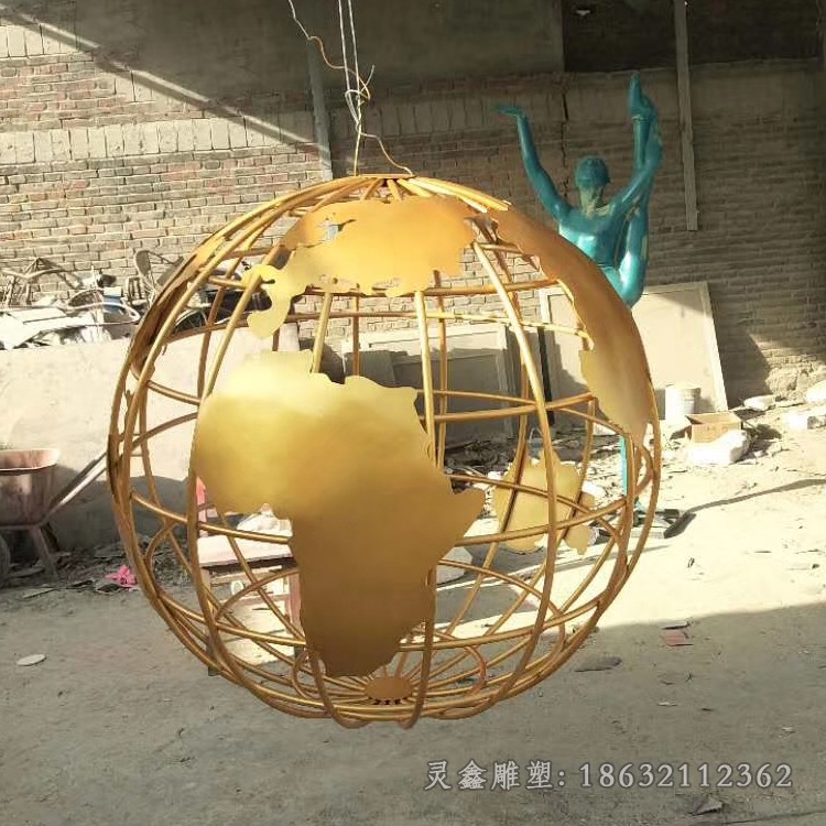 不锈钢彩绘地球仪景观雕塑
