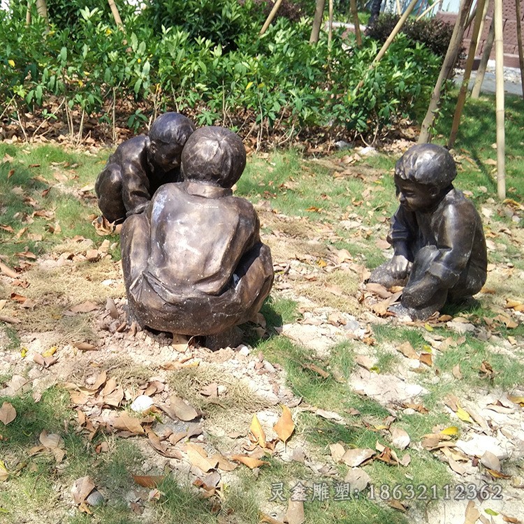 儿童嬉戏民俗人物铜雕