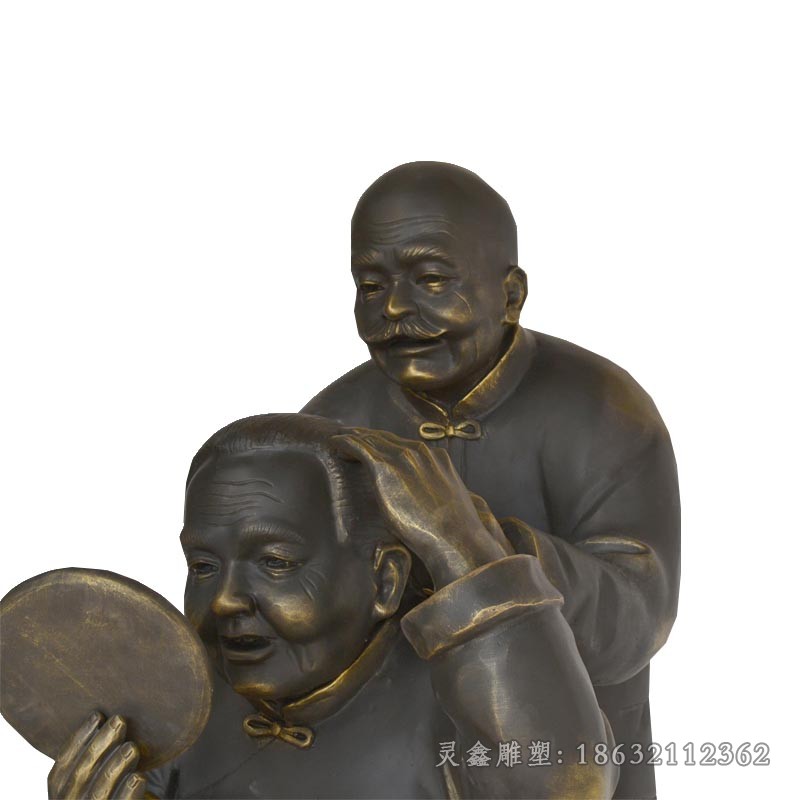 民俗梳头人物景观铜雕