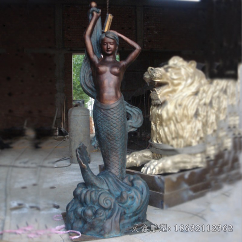 美人鱼户外景观铜雕