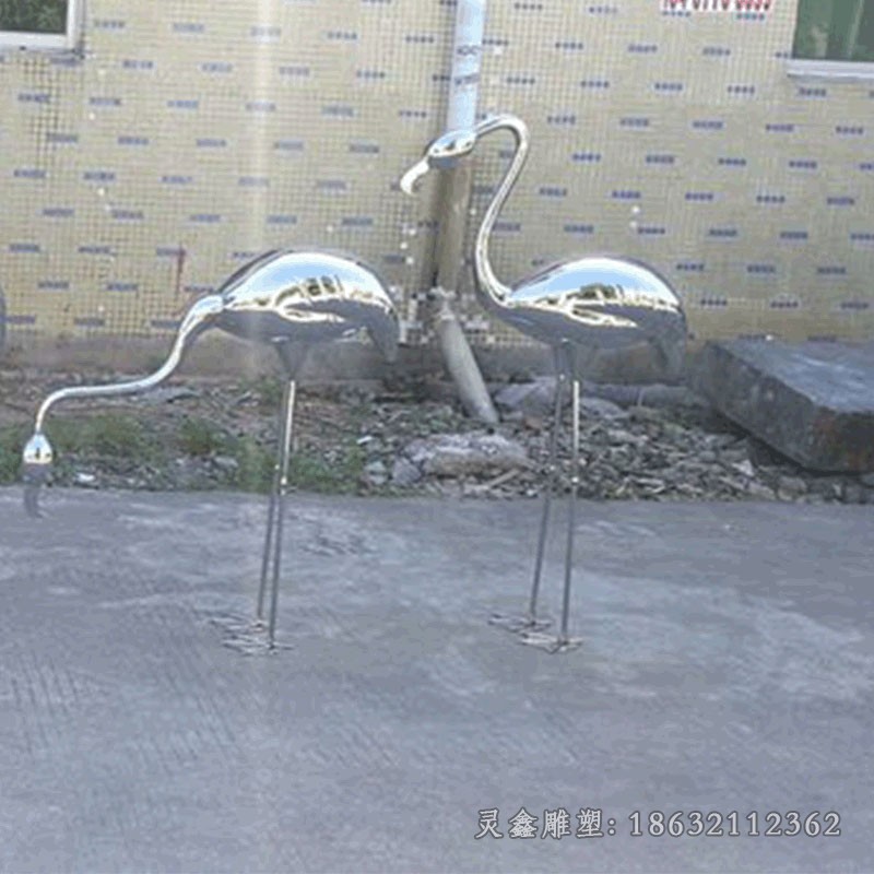 镜面仙鹤标志不锈钢雕塑