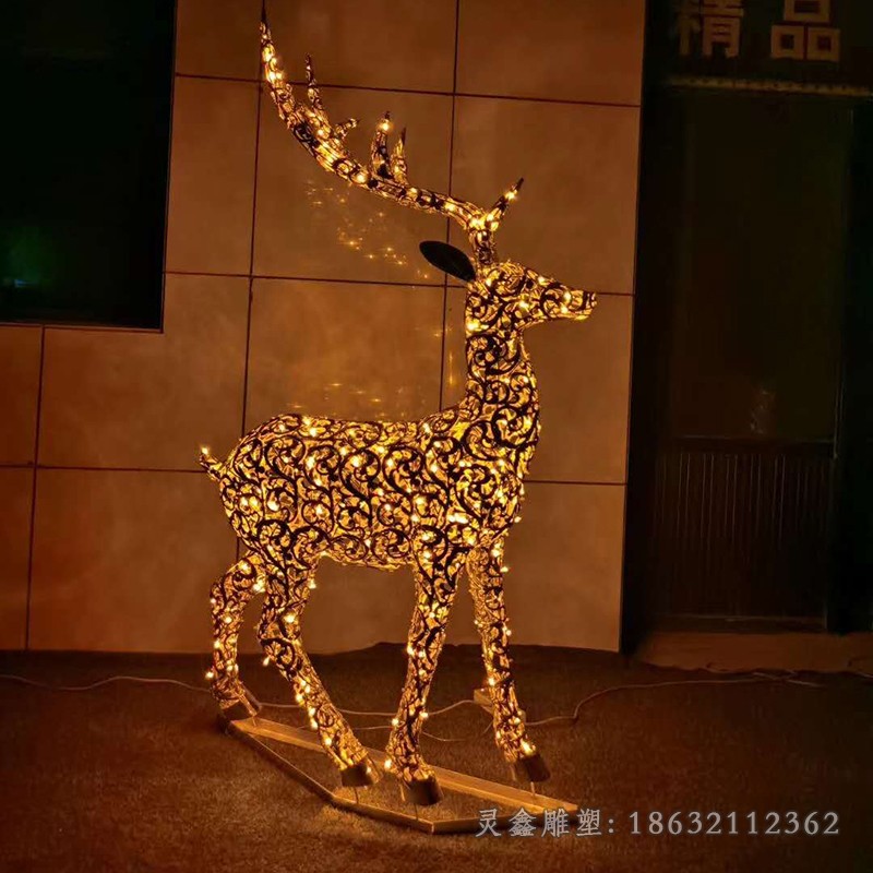 发光小鹿不锈钢动物雕塑