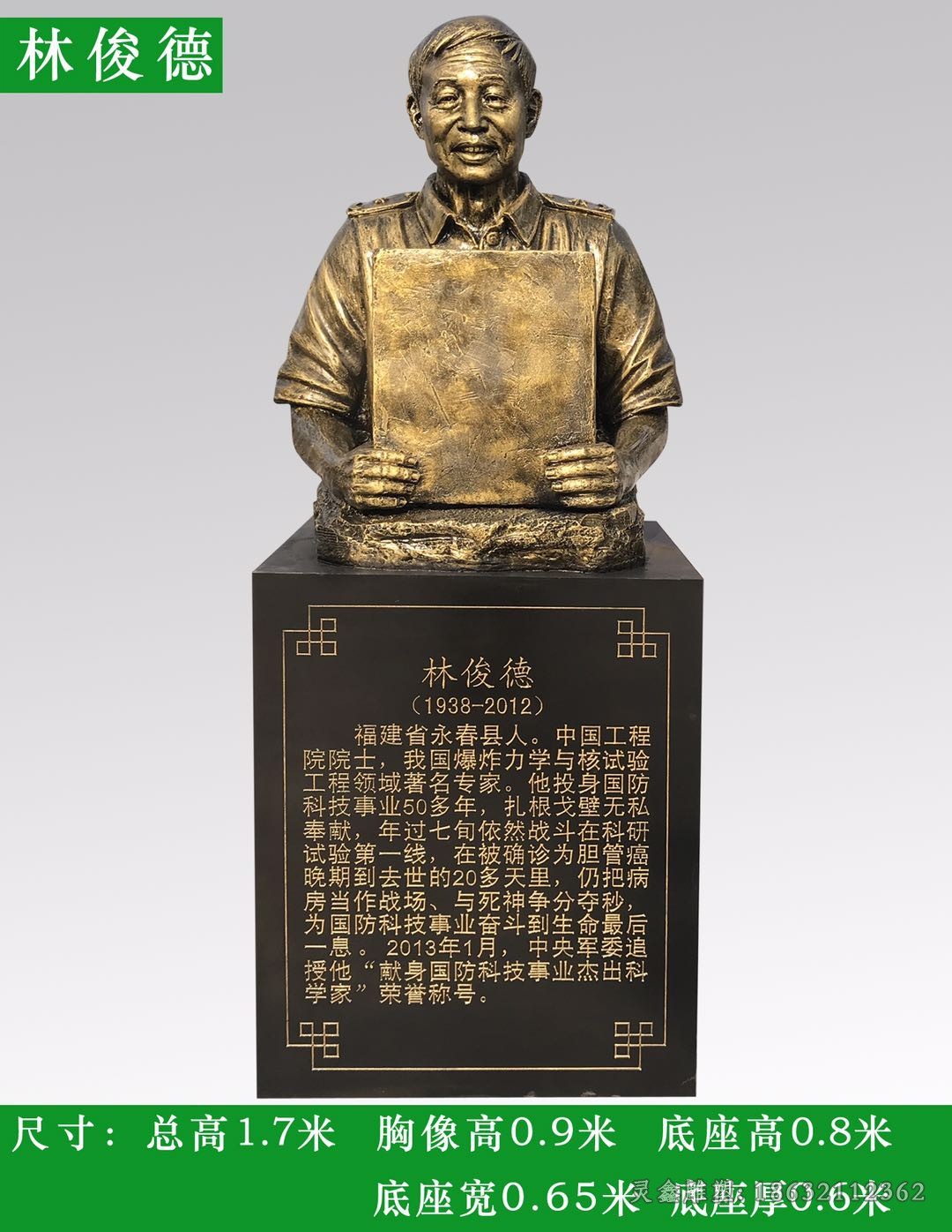 林俊德胸像人物铜雕