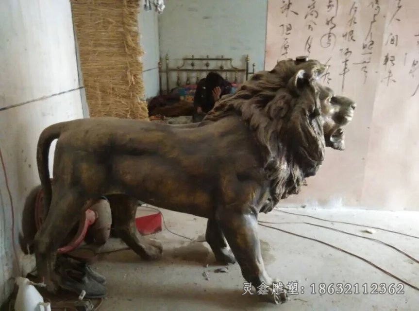 动物狮子标志景观铜雕