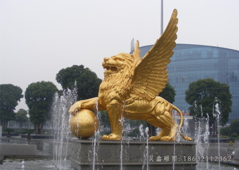 动物狮子标志景观铜雕