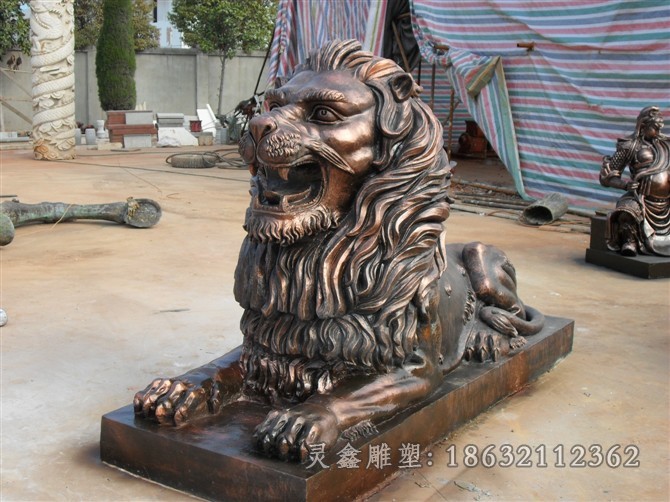动物狮子景区标志铜雕