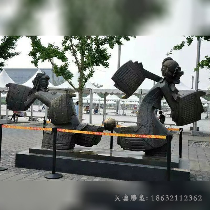 皮影戏人物景观铜雕