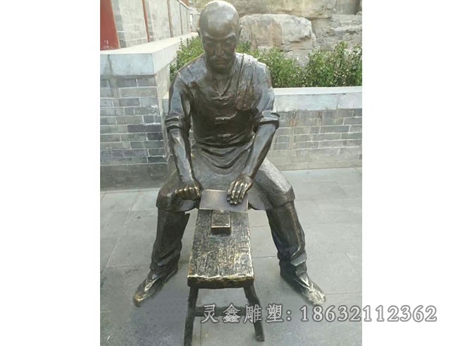 磨刀人物小品民俗铜雕