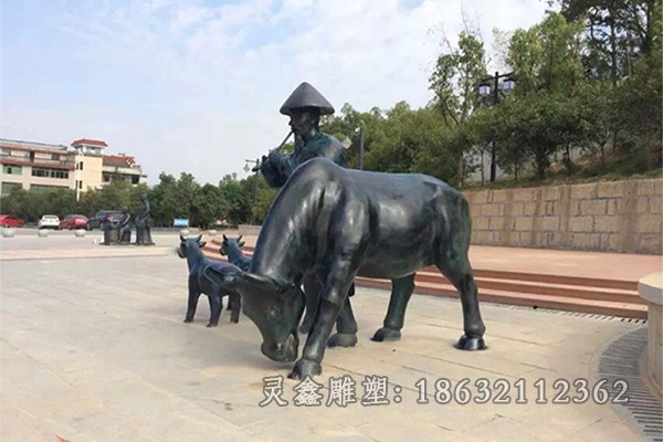 动物牛城市抽象铜雕