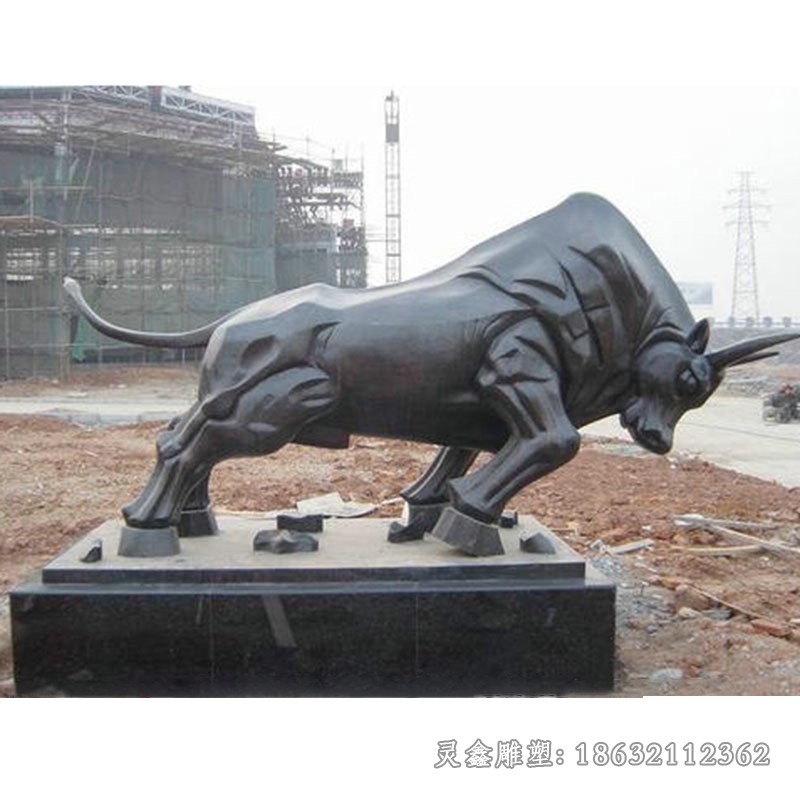 动物牛小区抽象铜雕