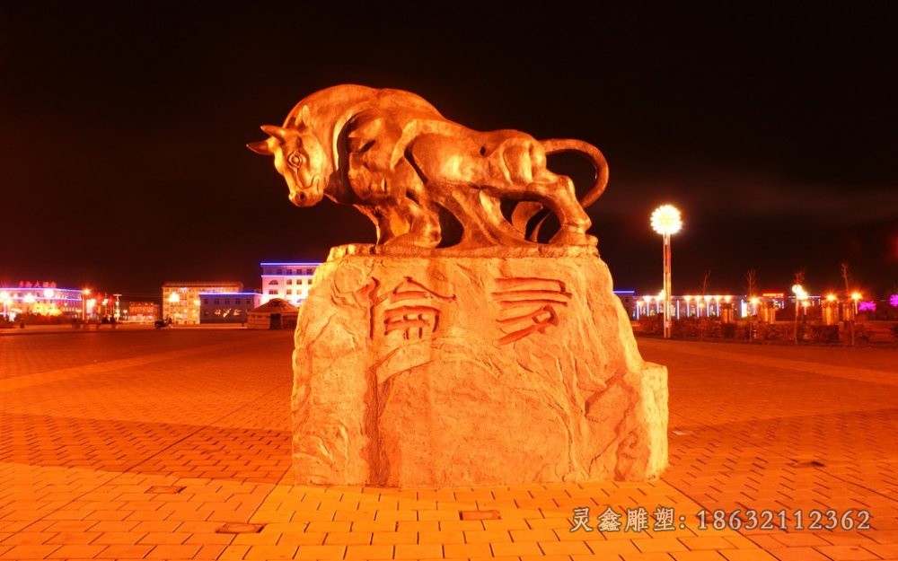 抽象牛城市景观铜雕