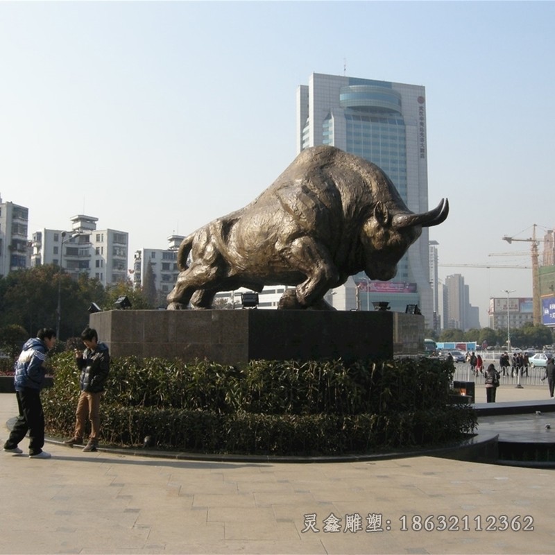 抽象牛小区景观铜雕