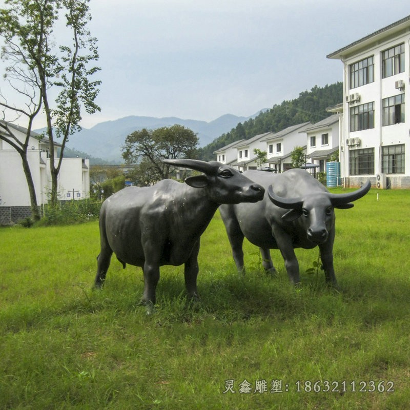 抽象牛庭院景观铜雕