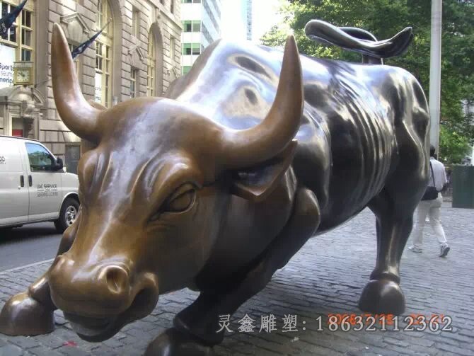 抽象牛商场景观铜雕
