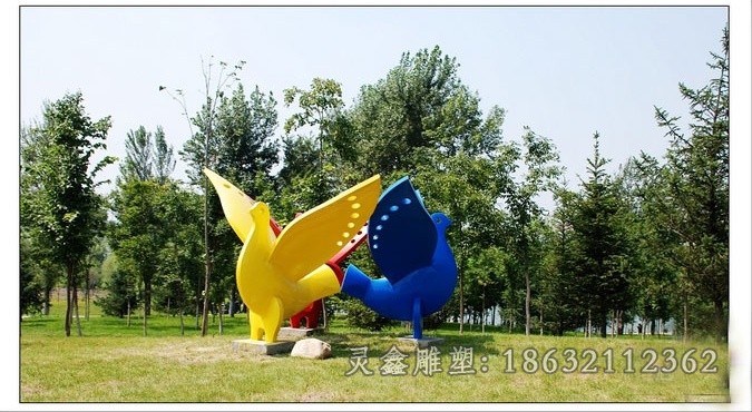 抽象鸽子不锈钢标志雕塑